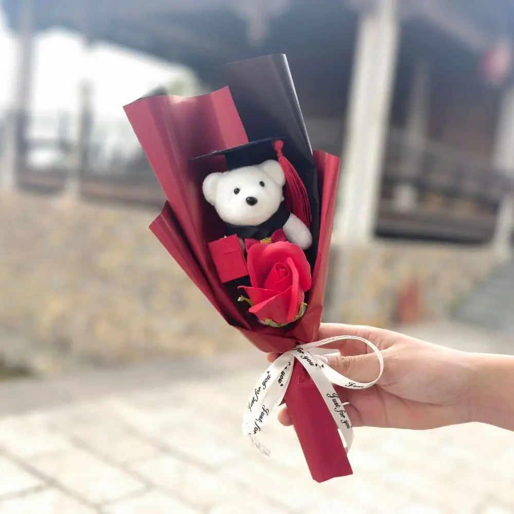 Graduation Teddy Bear Flower Bouquet