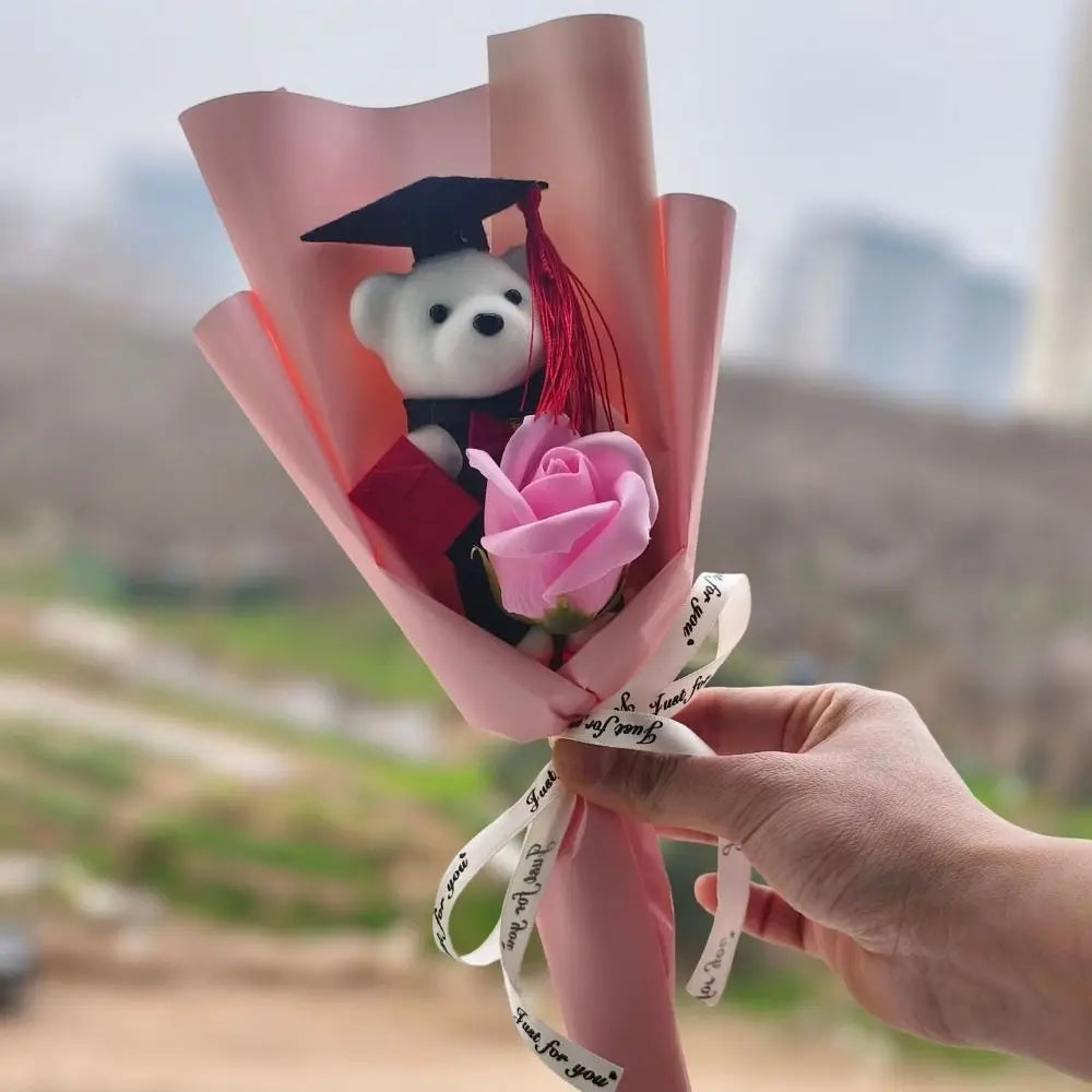 Graduation Teddy Bear Flower Bouquet