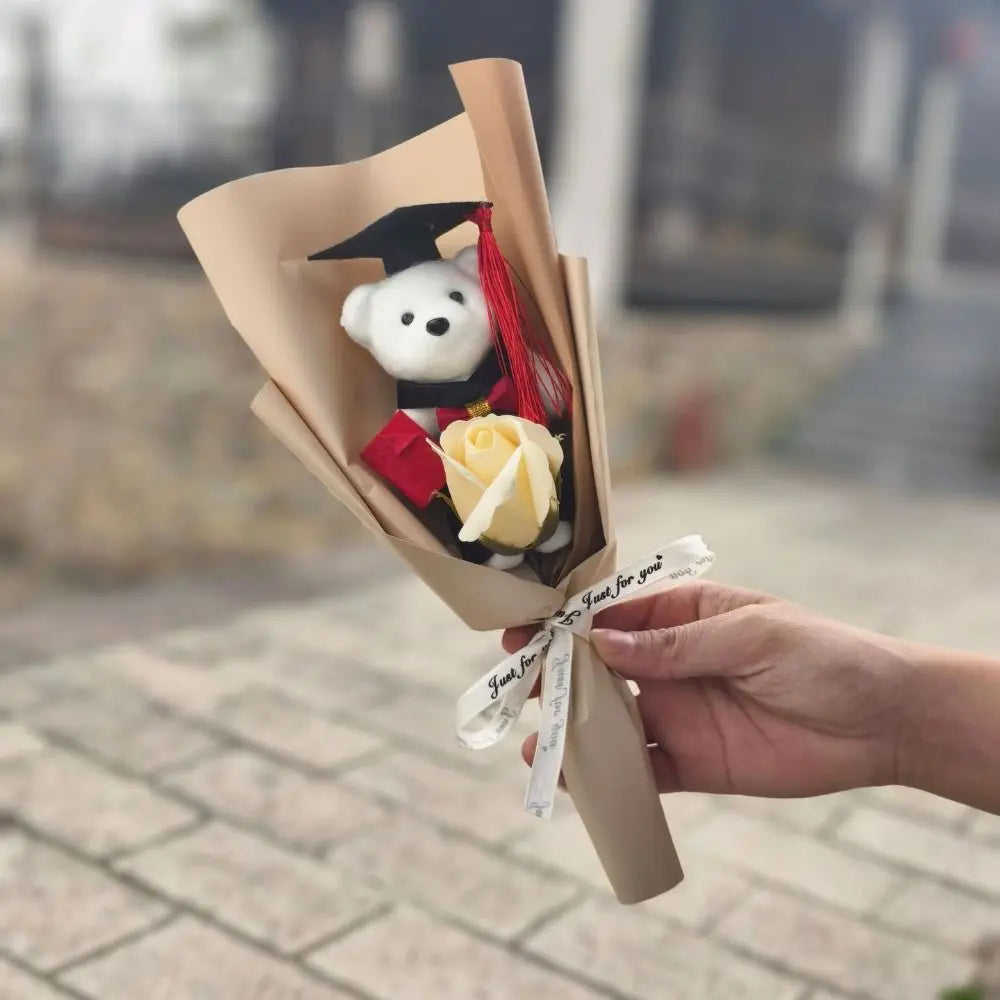 Graduation Teddy Bear Flower Bouquet
