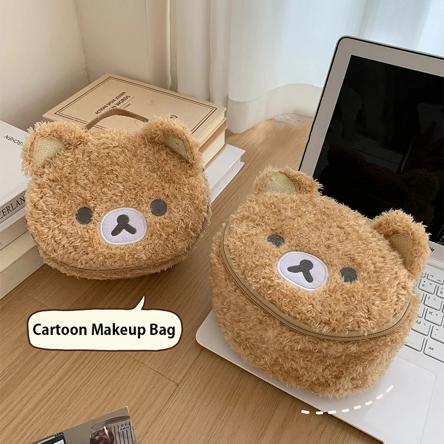 Relaxed Bear Plush Makeup Bag Cute Cosmetic Pouch