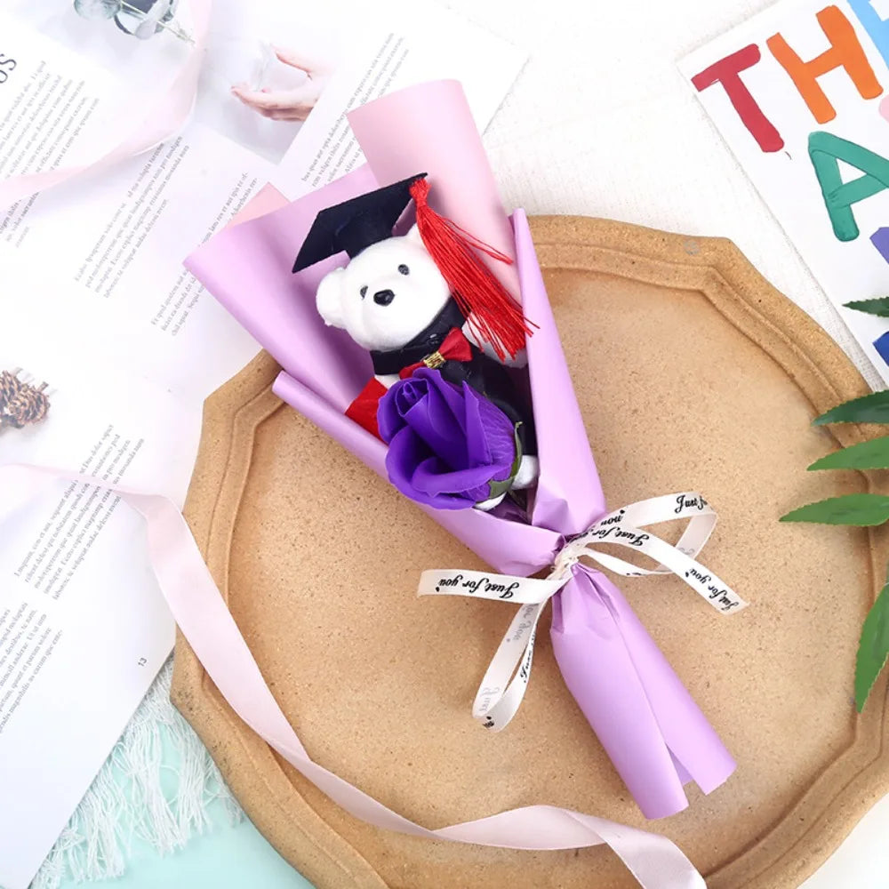 Graduation Teddy Bear Flower Bouquet