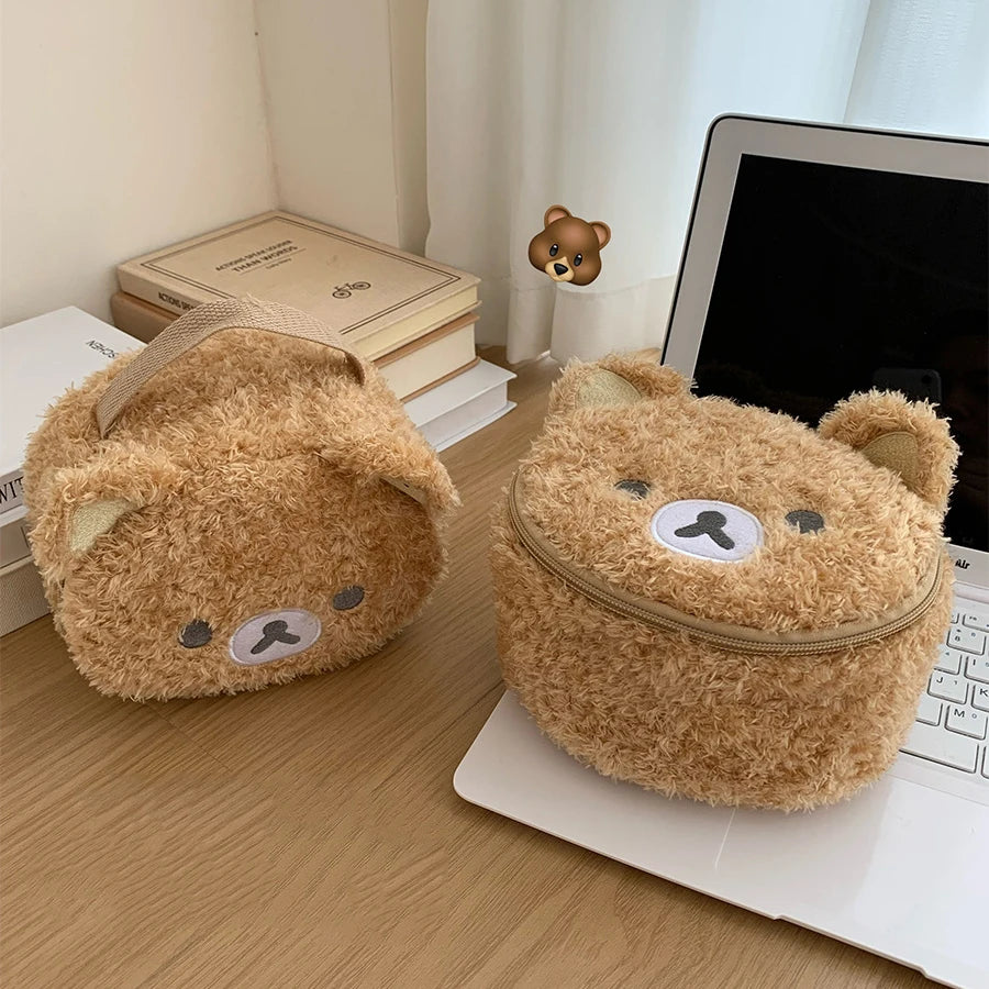 Relaxed Bear Plush Makeup Bag Cute Cosmetic Pouch