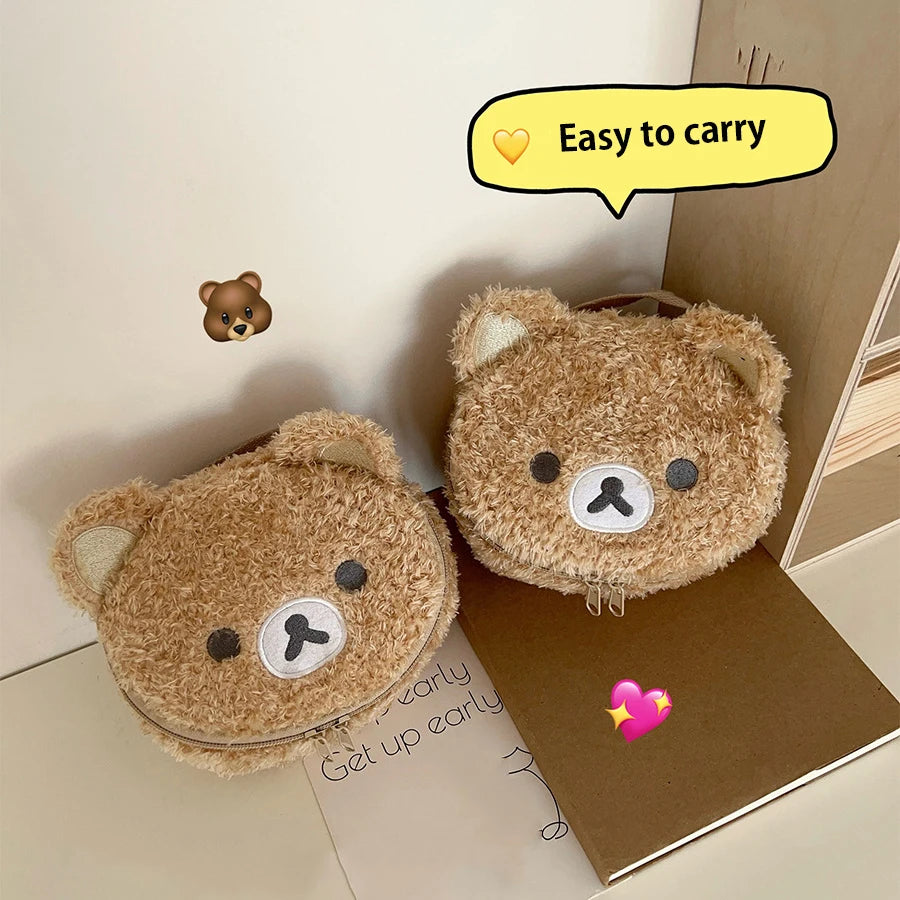 Relaxed Bear Plush Makeup Bag Cute Cosmetic Pouch