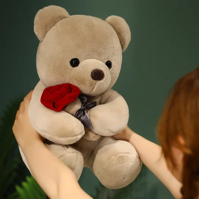 Rose Bear Plush Soft Decorative Teddy