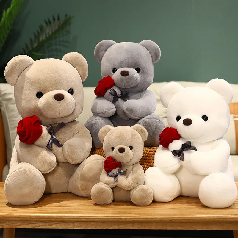 Rose Bear Plush Soft Decorative Teddy