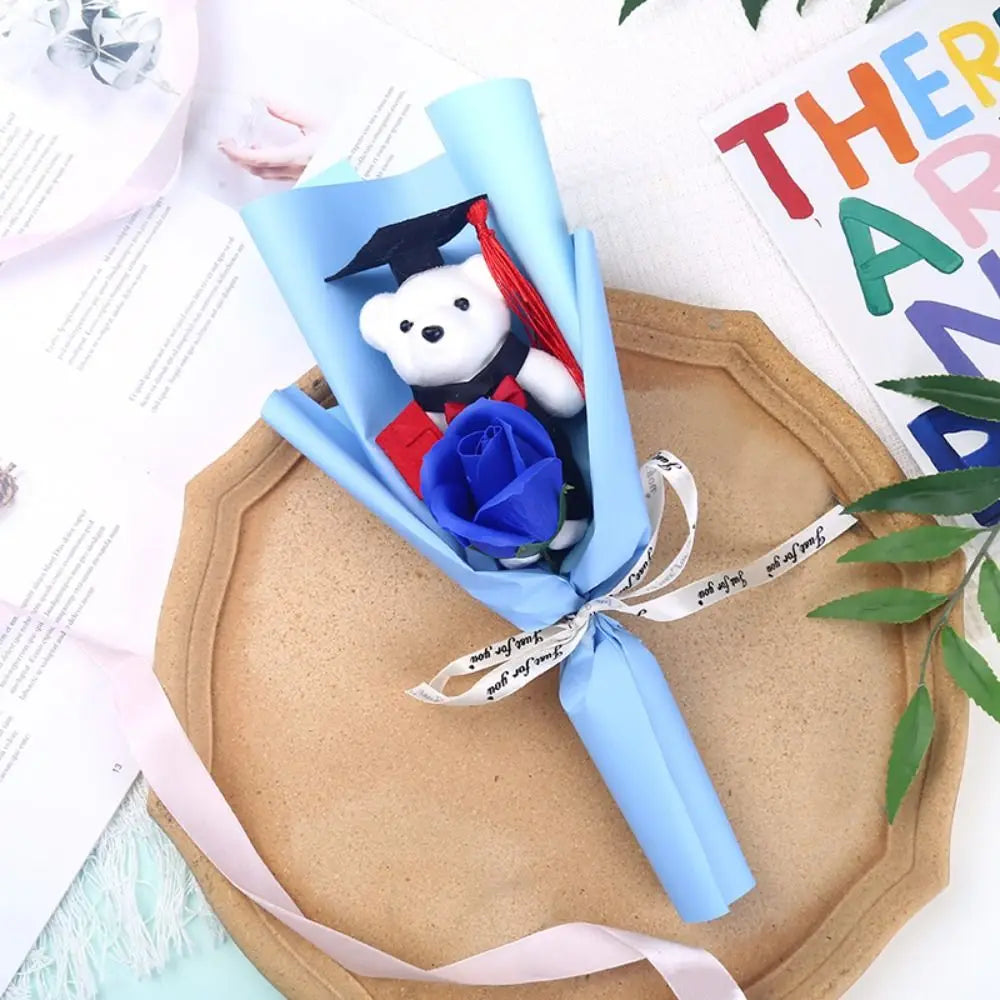 Graduation Teddy Bear Flower Bouquet