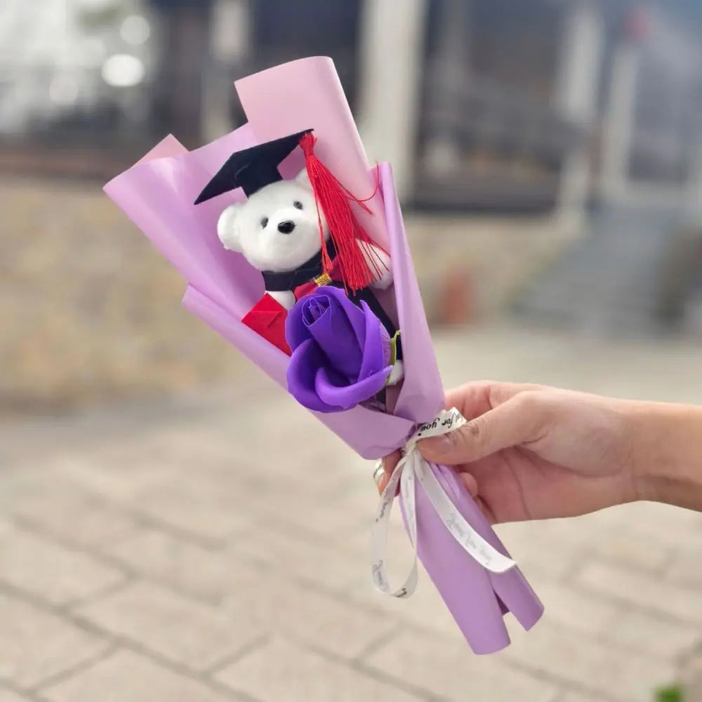 Graduation Teddy Bear Flower Bouquet