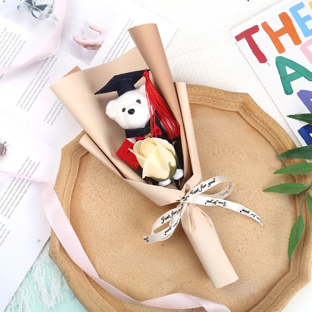 Graduation Teddy Bear Flower Bouquet