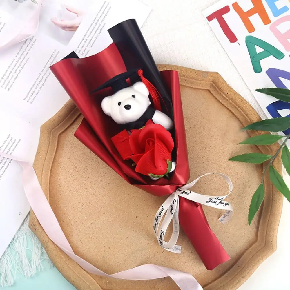 Graduation Teddy Bear Flower Bouquet