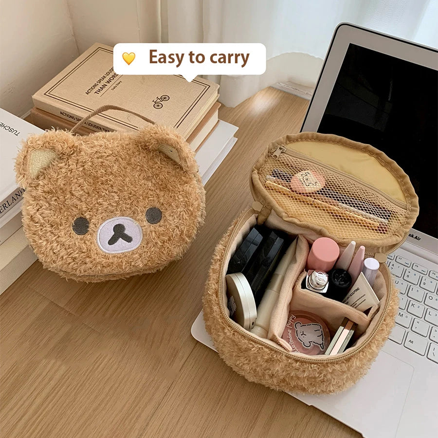 Relaxed Bear Plush Makeup Bag Cute Cosmetic Pouch