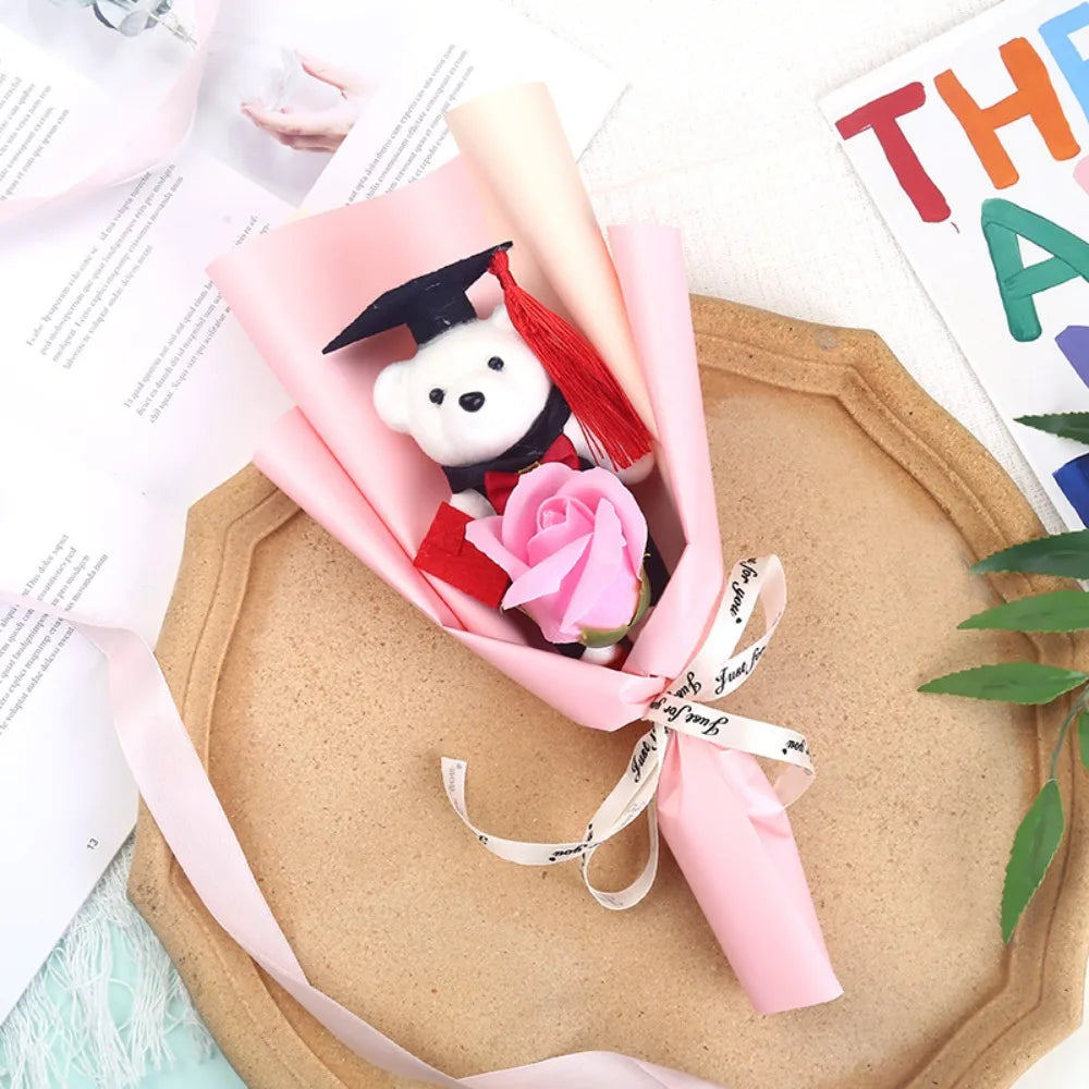 Graduation Teddy Bear Flower Bouquet